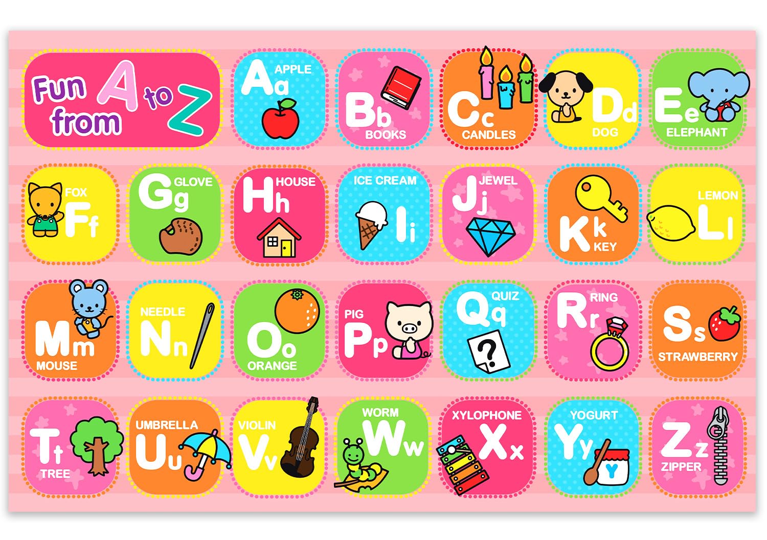 MAX SOLUTIONS Educational A to Z Preschool Poster ABC Alphabet Poster for Toddlers and Kids Nursery Home school Kindergarten Classroom (Medium (42 x 27cm))