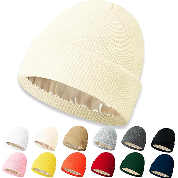 Gorro De Punto Para Mujer, Gorro Con Puños De Color Liso, Elástico