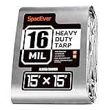 SpacEver 15x15 FT Tarp Waterproof, 16 Mil Tarps
