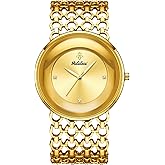 Gosasa Women's Luxury Quartz Watch with Stainless Steel Mesh Link Bracelet, Elegant Round Dial with Crystal Accents, Waterproof Ladies Dress Wristwatch,Fashion Gift for Women