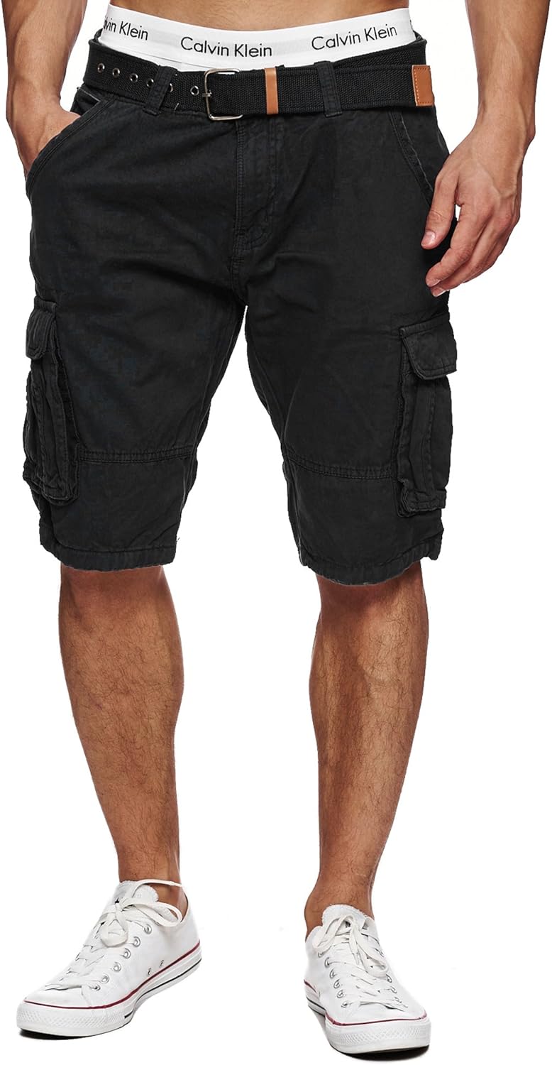 Indicode Homme Monroe Cargo ZA Short Avec 6 Poches Et Ceinture 100 