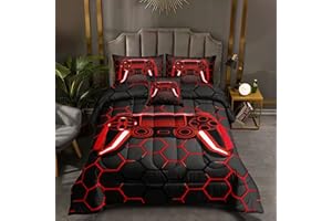 ROWADALO 5 Pieces Gaming Bedding Set for Boys Gamer Comforter Set Twin Size,Game Controller Comforter for Boys Kids Teen 3D Gamepad Microfiber Bedding Sets 5 Pieces Bed in A Bag Sets-H50023,Twin
