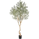 Nafresh Tall Faux Olive Tree，8ft（96in） Realistic Potted Silk Artificial Olive Tree， Fake Olive Trees Indoor with Green Leaves and Big Fruits for Home Office Living Room Stairs Patio Decor.
