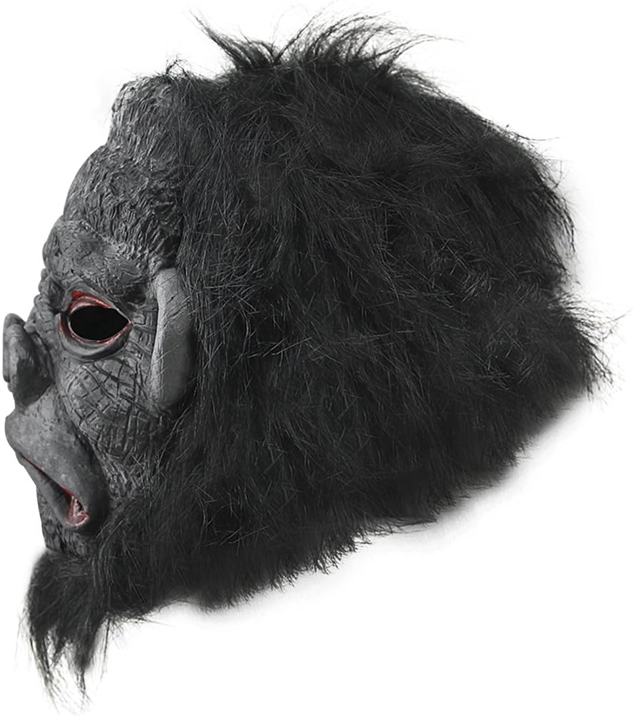 Moonlove Halloween Scary Horror Chimp Mask Latex Ape Monkey Animal Full Head Mask With Hair for Adults Cosplay Costume Fancy Dress Mask With Teeth - Image 5