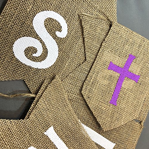 HE is Risen Burlap Banner - Easter Bunting Decoration with Crosses - Religious Holiday Bunting Wall Hanging - Ready to Hang Church Prop Decorations - by Jolly Jon ®