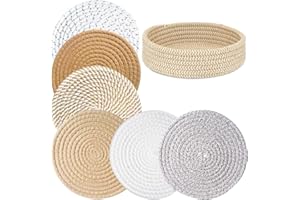 8 Inch Trivets for Hot Dishes,Trivets with Storage Basket,Pot Holders for Kitchen,6 PCS Heat Resistant Hot Dish Mat Protect P