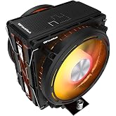 darkFlash E400 Plus CPU Air Cooler with Display, Dual ARGB Fans, Black | 235W Single-Tower Push-Pull Cooling, Dual ARGB Fans, Reverse-Blade Rear Fan and ATX-Ready Cables