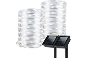 Otdair Solar Rope Lights, 2 Pack 8 Modes Solar Rope Lights Outdoor Waterproof IP65 with 100 LED, 40 Feet Solar Tube Lights for Poolside, Garden, Fence, Walkway (Cold Light)