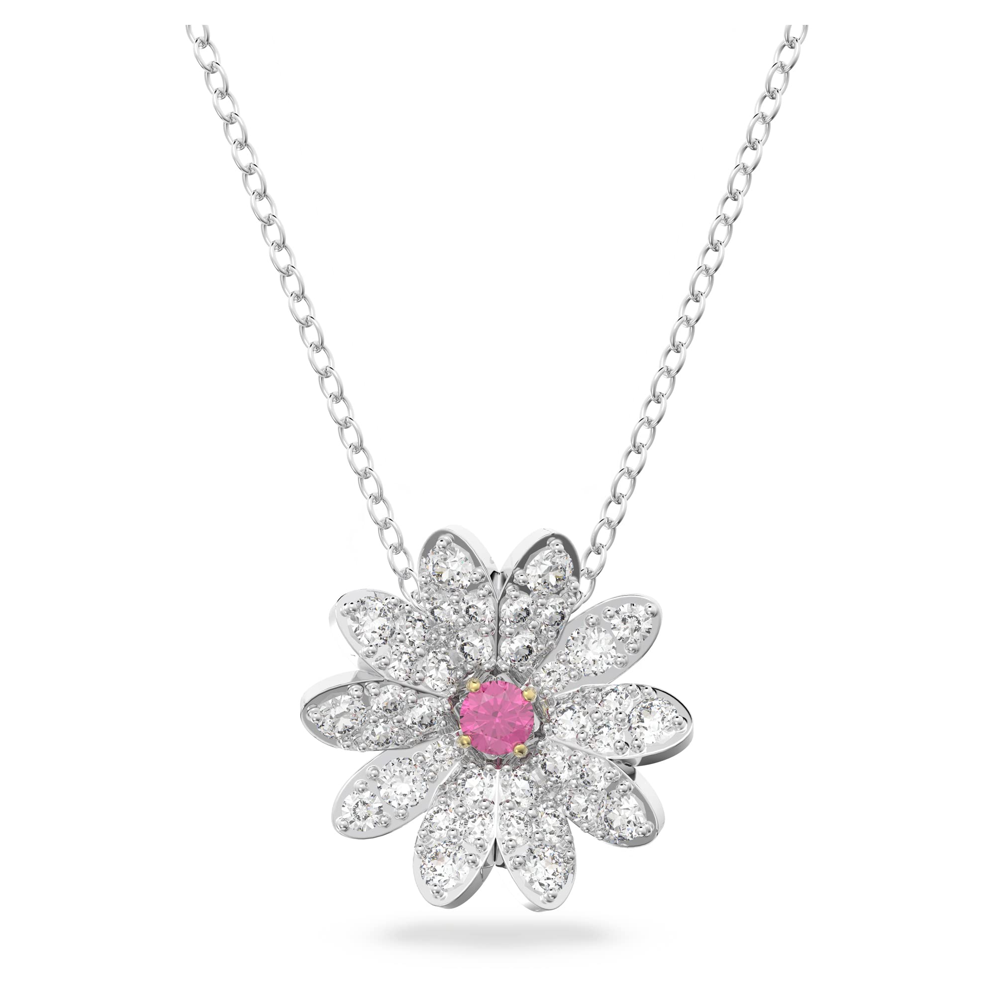 Swarovski Eternal Flower Pendant Necklace, Pink and White Crystals and Mixed Plating, from the Eternal Flower Collection