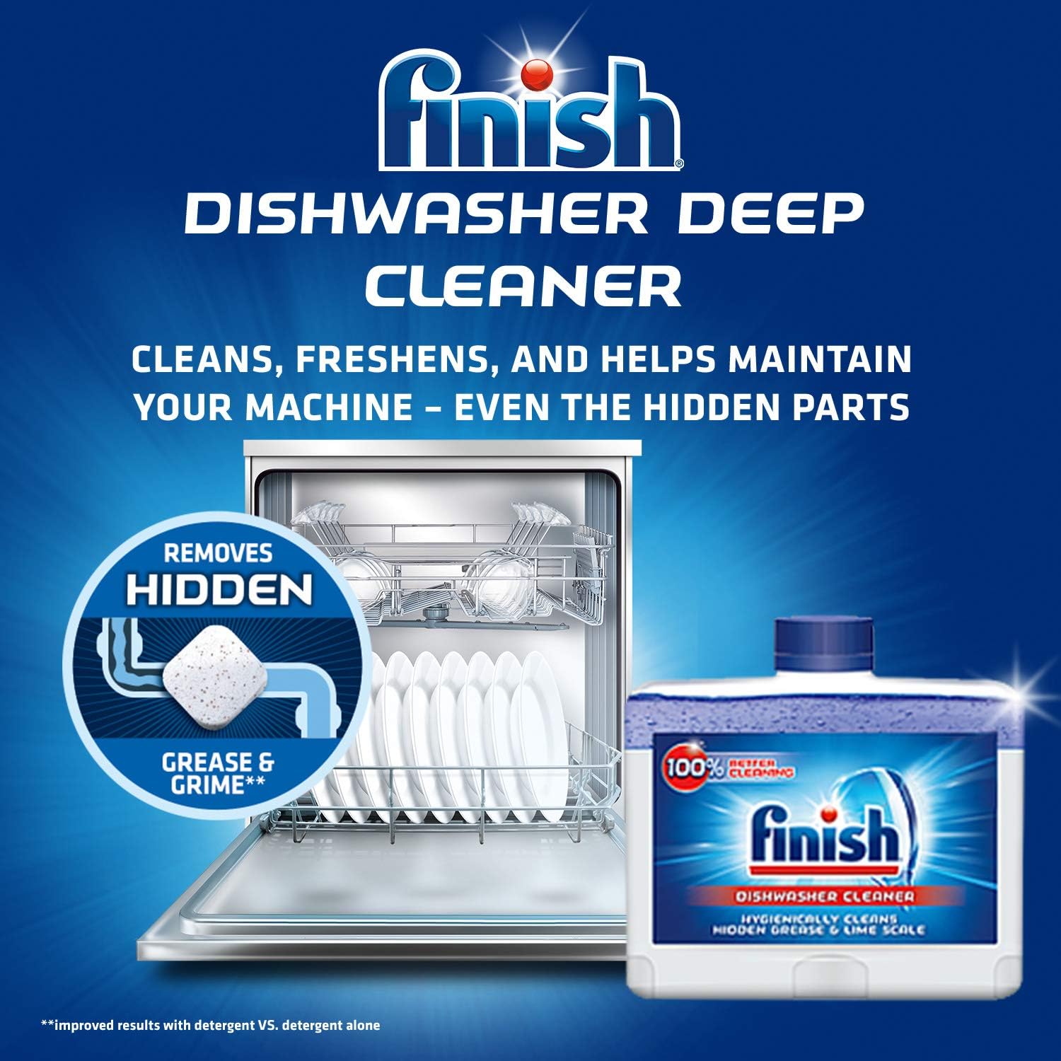 Finish Dual Action Dishwasher Cleaner: Fight Grease & Limescale, Fresh, 8.45oz: Health & Personal Care