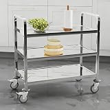 uyoyous Kitchen Trolley on Wheels 3 Tier Stainless Steel 220 lb Capacity view 8