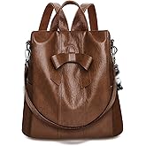 HUA ANGEL Women's Leather Backpack Purse Anti-Theft Daypacks for Travel College Office Shopping Carry on Bags Everyday Use