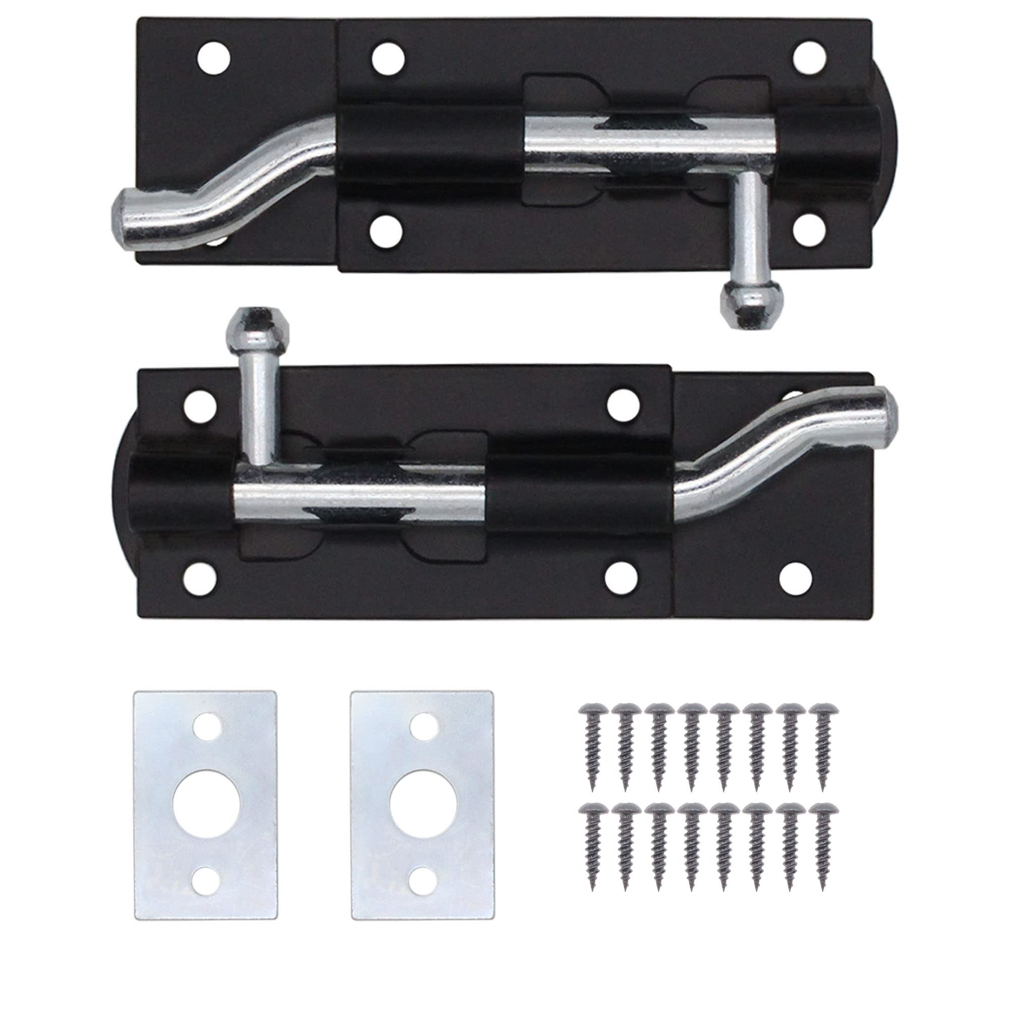 EAI Heavy Duty Necked Tower Bolt | 4 Inch | Black | Fixings Included | Pack of 2