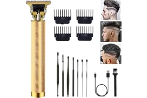 PXLISIE Hair Clippers for Men, Hair Trimmer T Blade Trimmer Zero Gapped Trimmer, Cordless Rechargeable Beard Trimmer Shaver Hair Cutting Kit with Ear Spoon Tool Set (Gold)
