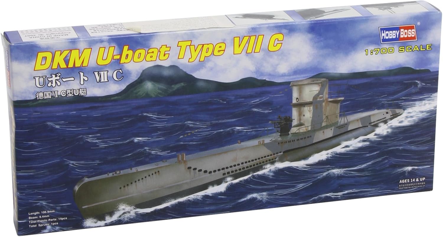 Hobbyboss 87009" DKM U Boat Type VII C Plastic Model Kit, 1:700 Scale