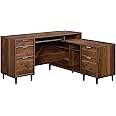 Sauder Clifford Place L-Desk, L: 59.06" x W: 53.54" x H: 30.2", in Grand Walnut finish