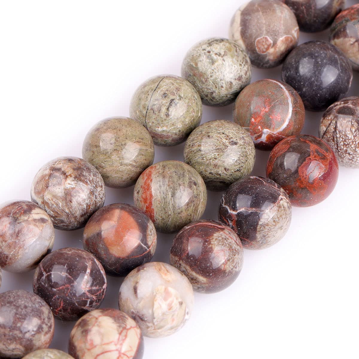 GEM-Inside Natural 12mm Kambaba Agate Round Gemstone Semi Precious Loose Beads for Jewellery Making 15''