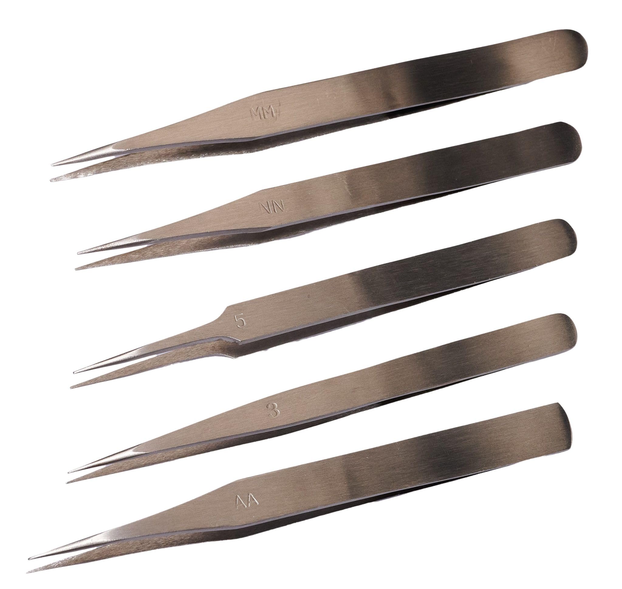 Anchor Watchmakers Tweezers Set x5 for Watch & Jewellery Repairs. Stainless Steel, Non Magnetic, 5 Types