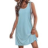 Imily Bela Womens Summer Dresses Casual Beach Tank Eyelet Sleeveless Sundresses 2025 Loose Swimsuit Coverup with Pockets