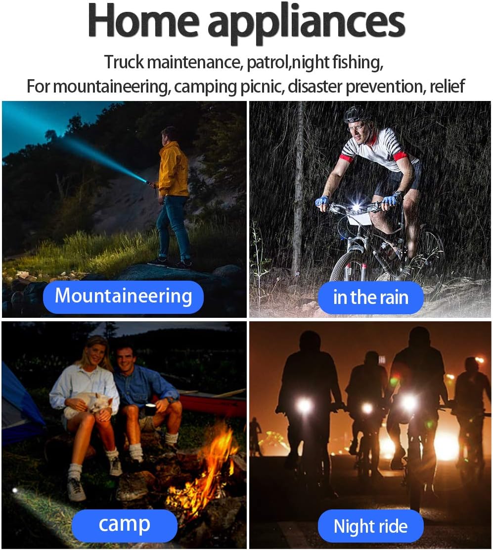 USB Rechargeable UV Flashlight, Zoomable Waterproof Tactical LED Torch, 2 in 1 UV Black Light with 1000 Lumens&7 Modes for Camping Biking Hiking Outdoor Family Emergency - - 