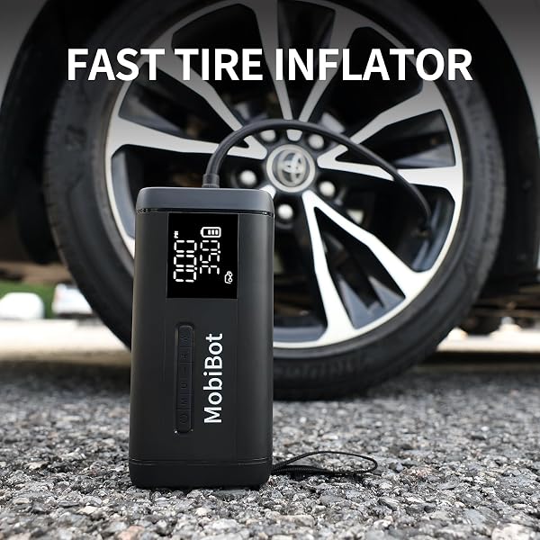 MOBIBOT 4000A JUMP STARTER WITH AIR COMPRESSOR,74WH BATTERY JUMPER STARTER PORTABLE WITH LED DISPLAY,12V 4-IN-1 JUMP BOX PACK (10L GAS/ 6L DIESEL) WITH 160PSI TIRE INFLATOR, LED LIGHT, JUMPER CABLES