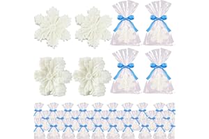 Demissle 20 Pcs Christmas Soap Bar Gift Set Snowflakes Handmade Soap Bulk with Scented Christmas Favors for Guests Holiday Stocking Stuffers for Xmas Bathroom Wedding Birthdays(White)