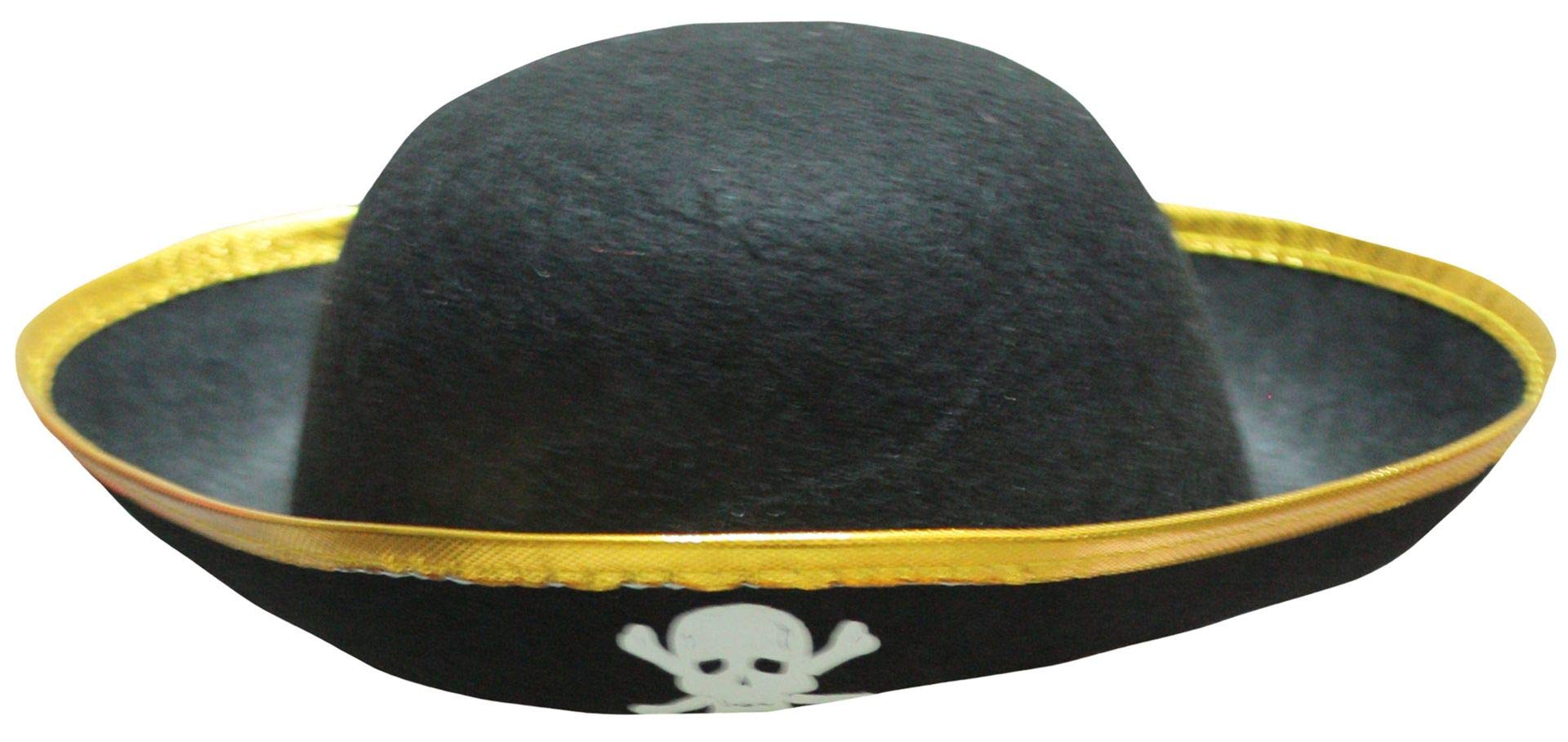 Petitebelle Black Pirate Hat (Gold, One Size)