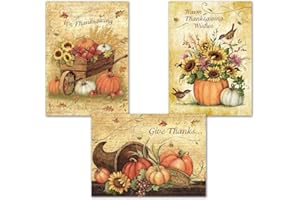 Current Harvest Thanksgiving Greeting Cards Set - Themed Holiday Card Variety Value Pack, Set of 6 Large 5 x 7-Inch Cards, Assortment of 3 Unique Designs, Envelopes Included