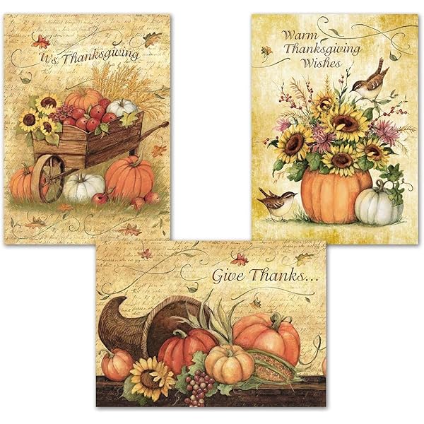 Harvest Thanksgiving Greeting Cards Set - Themed Holiday Card Variety Value  Pack, Set Of 6 Large 5 X 7-Inch Cards, Assortment Of 3 Unique Designs,  Envelopes Included, By Current : Office Products - Amazon.com