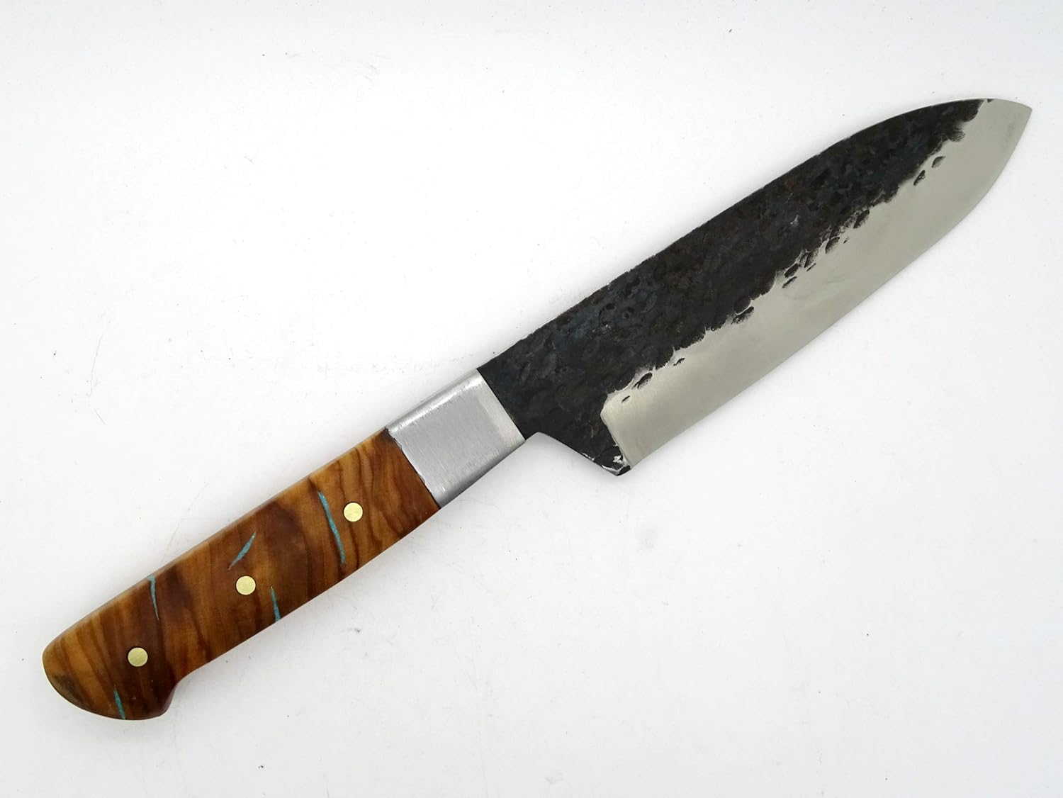 chef knife burl wood handle, big chef knife inlay handle, chopping knife