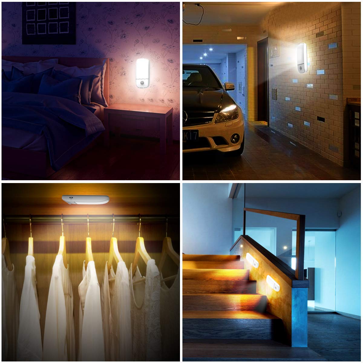 Luce LED Con Sensore Di Movimento Per Interni | 3 Luci Notturne A Batteria | Illuminazione Per Scale E Armadietti Dimmerabile