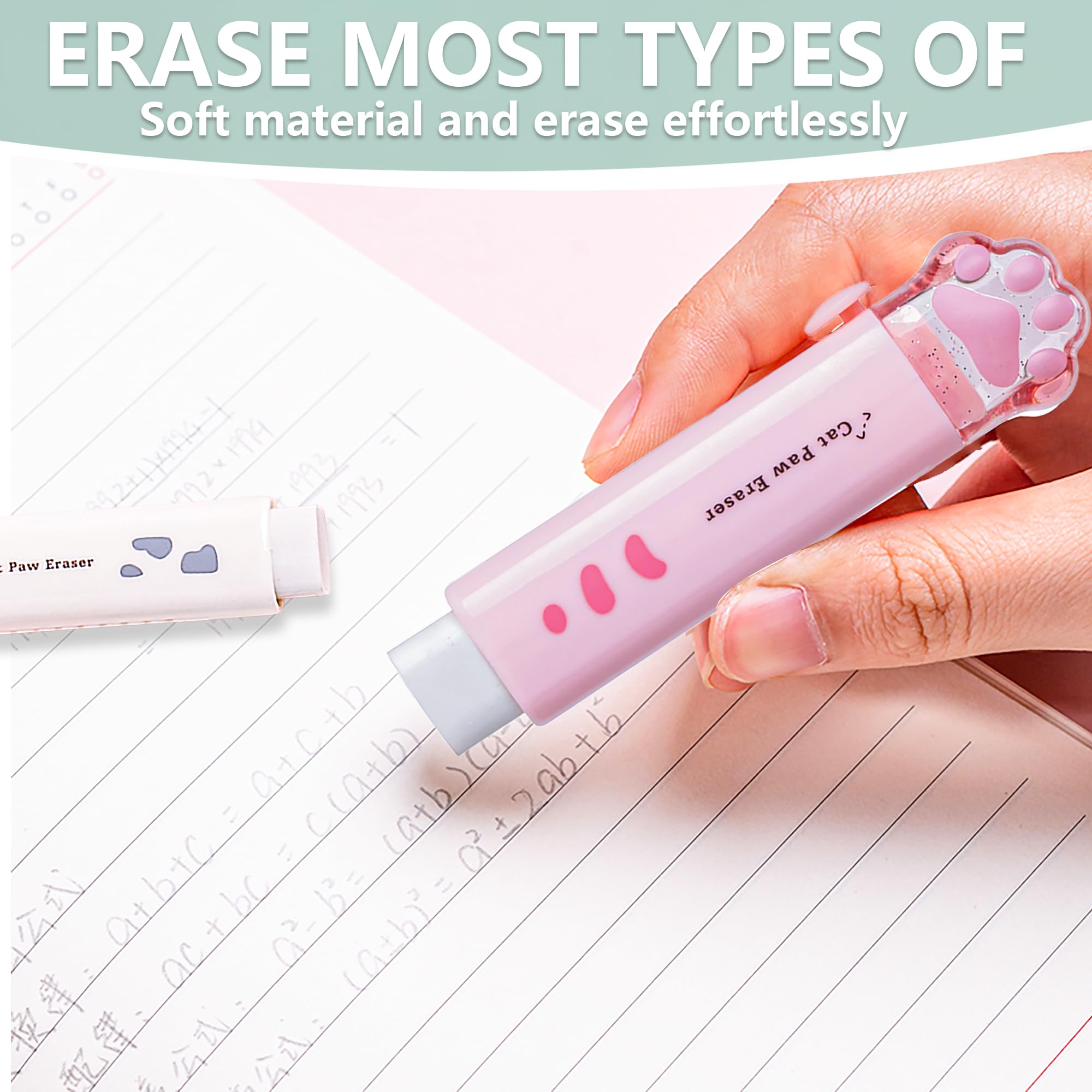 4Pcs Cute Stationery Set,Kawaii School Supplies,Including 2 Retractable Erasers and 2 Pencil Sharpeners, for Kawaii Office School Home Supplies(Eraser and 2Pcs)