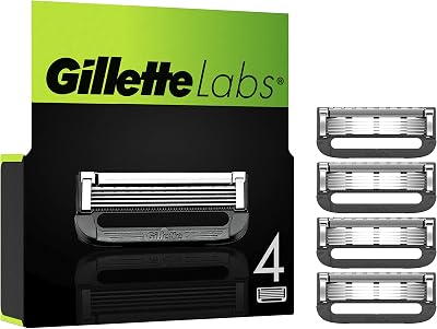 Labs Hojas Para Maquinilla De Afeitar Para Hombre, Pack De 4 Recambios, Compatibles Con GilletteLabs Con Barra Exfoliante y Heated Razor