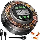 Papettly Automatic Fish Feeder for Aquarium - Auto Fish Food Dispenser for Fish Turtle Tank with USB Cable &amp; LCD Display, Timer Fish Feeder for Vacation Weekend Holiday, with Fish Feeder Spoon