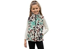 Yreiwoby Girls' Winter Heated Vest Cute Sleeveless Zip Up Outerwear Coats with Pockets Kids Warm Lining Jacket 2-12Y