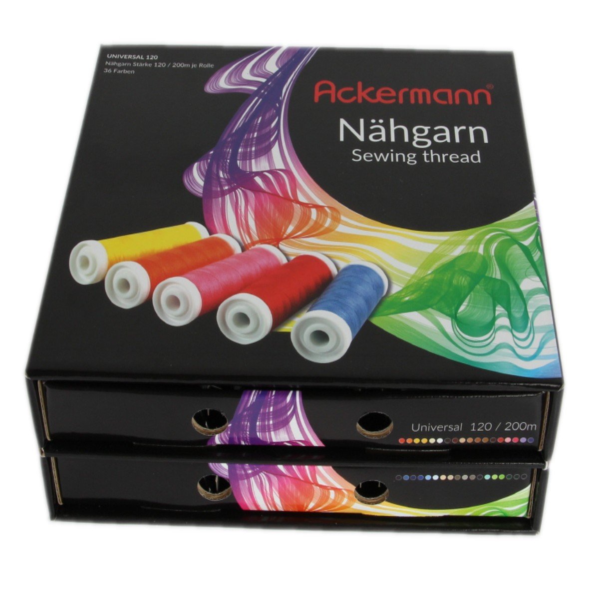 Ackermann Sewing Thread Box, Polyester, Polyester, Black, 23 x 20 x 7.5 cm