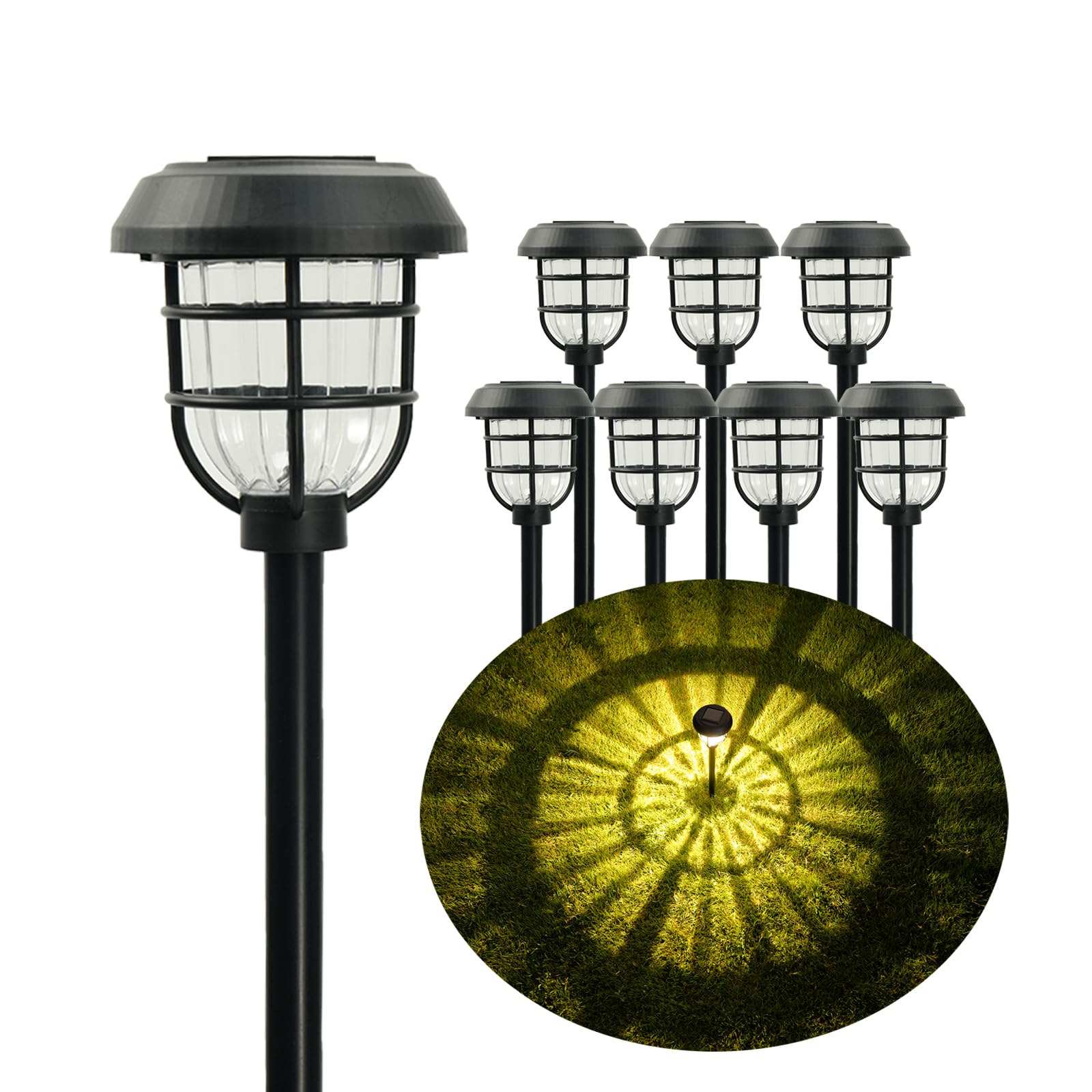 Solar Pathway Lights Outdoor 8 Pack, Upgraded Bright 10LM LED, Solar Lights Outdoor Waterproof IP65, Up to 12Hrs, Auto On/Off, Landscape Lighting Decorative for Walkway, Patio,Yard, Garden