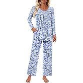 Findsweet Women's Pajama Set 2 Piece Lounge Outfits Soft Sleepwear Fall Long Sleeve Long Pant With Pockets Ladies Pjs S-3XL