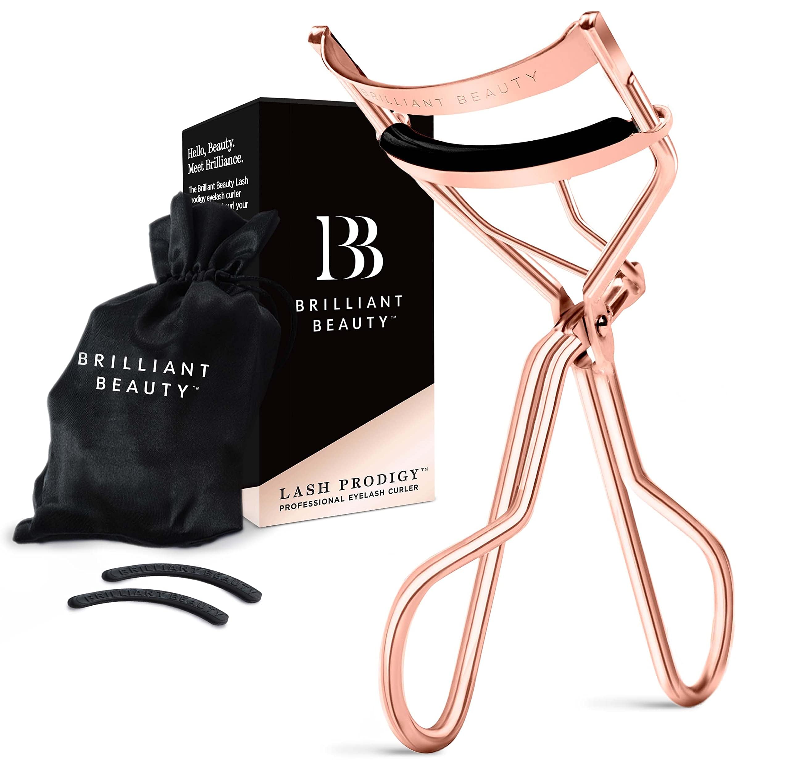 Brilliant Beauty Eyelash Curler - Award Winning - With Satin Bag & Refill Pads - No Pinching, Just Dramatically Curled Eyelashes & Lash Line in Seconds.Get Gorgeous Eye Lashes Now! by Brilliant Beauty