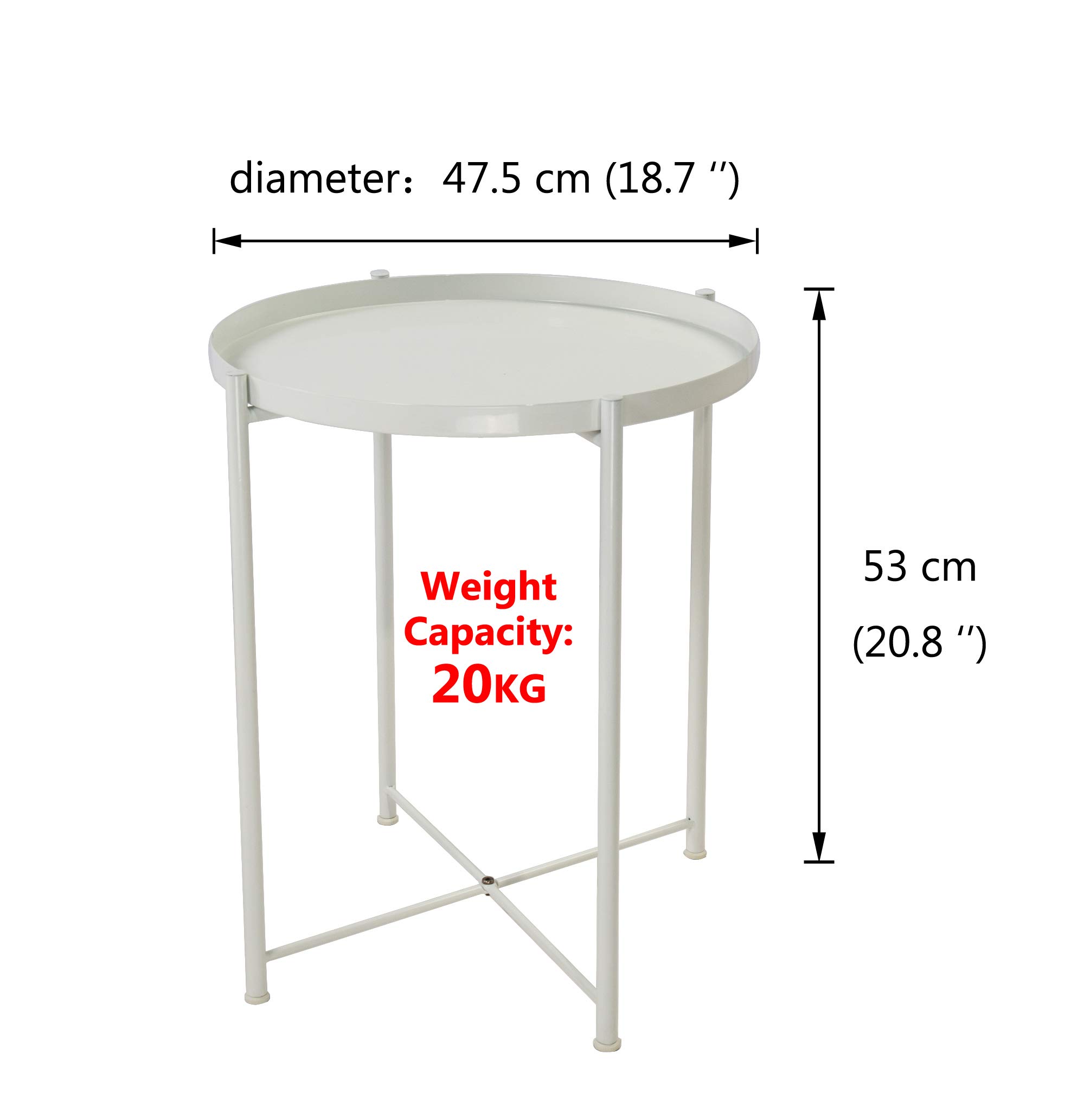 Tray Metal End Table Side Table Round Tray Removable Tray Outdoor & Indoor Drink Snack Coffee Table Telephone Table