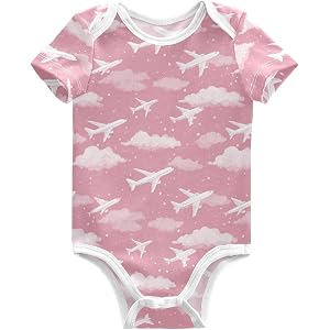 Plaaee Baby Unisex Cotton Bodysuits Airplanes Cloud Star Pink Short Sleeve Romper Jumpsuit Outfit 0-24Month