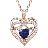 JIYVY32 Infinity Rose Gold Valentines Heart Birthstone Necklace for Women,I Love You Always and Forever Jewelry,Valentines Anniversary Birthday Gifts for Her Wife Mom Grandma Daughter