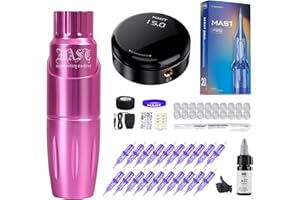 Mast Tattoo Machine Kit Rotary Tour Pen Halo Power Supply Pro Cartridges Needles Black Ink