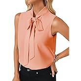 LYANER Women's Elegant Bow Tie Mock Neck Sleeveless Blouse Office Workwear Shirt Top Coral Pink XX-Large