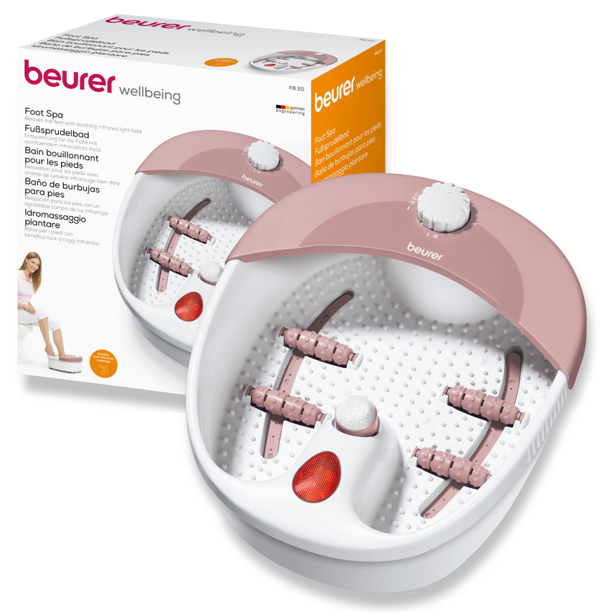 Beurer FB20 Foot Spa | Vibration and Bubble Massage Functions | Infrared Light Function | Reflexology Zone Massage | 3 Pedicure Attachments | Removable Splash Guard | Water Tempering — image 1