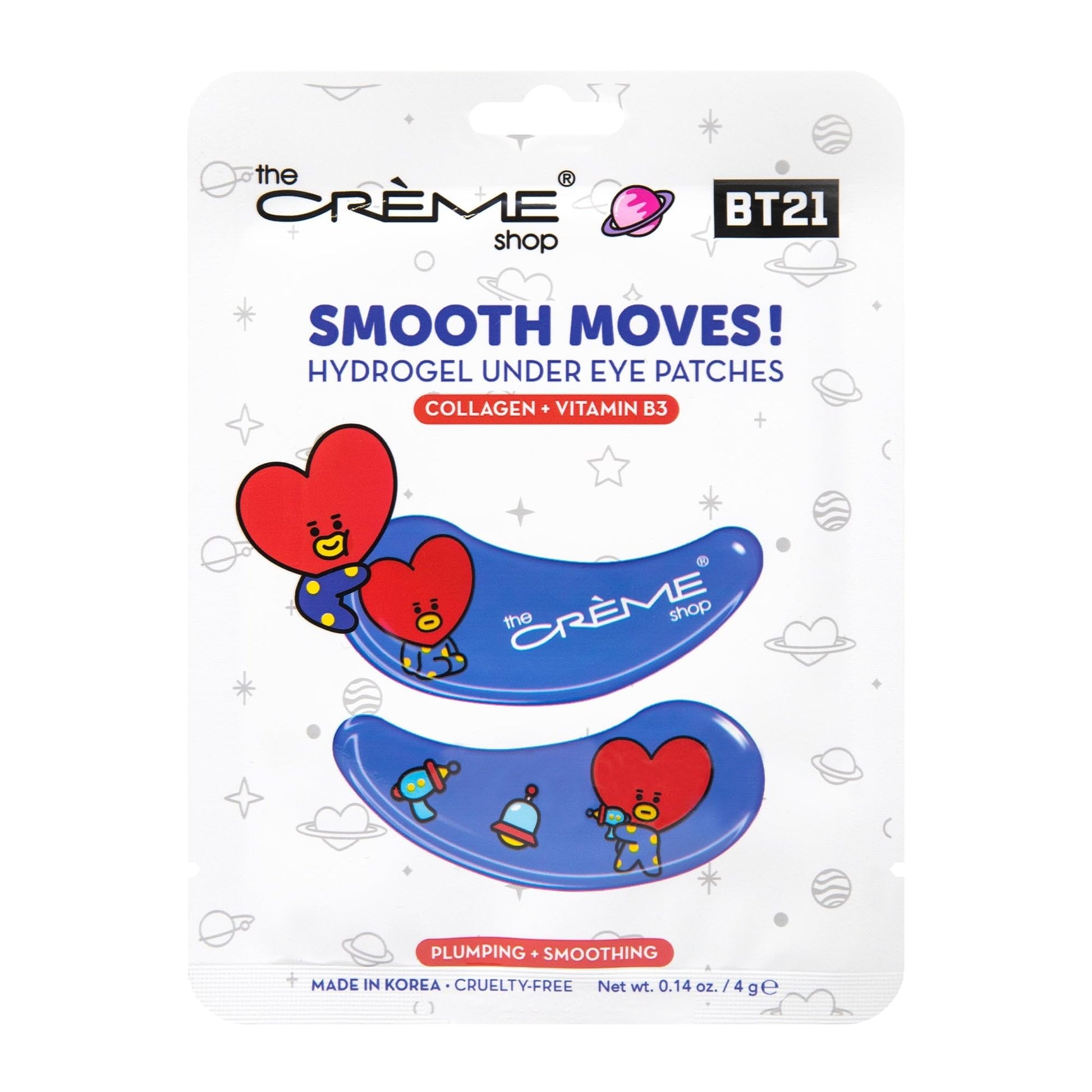 The Creme Shop BT21 Hydrogel Under Eye Patch Collection Featuring RJ MANG CHIMMY TATA Varieties Infused with Hyaluronic Acid Retinol Collagen Vitamin B3 Rejuvenating Brightening Soothing (Set of 4)