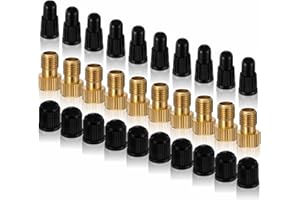 Classicseali 30pcs Bike Pump Adapter, Bike Valve Adapter,Brass Presta to Schrader Valve Adapters with 10 Presta Valves Caps & 10 Schrader Valves Cap - Bikes Pump Adapters Set