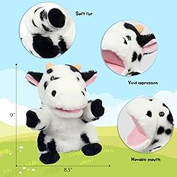 Easfan Cow Hand Puppet with Movable Mouth