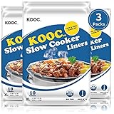 [NEW] KOOC Disposable Slow Cooker Liners and Cooking Bags, Extra Large Size Fits 6-10QT Pot, 14"x 22", 3 Packs (30 Counts), F