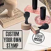 Custom Stamp with Logo Text - Personalized Rubber Stamp with Handle - Address Stamps for Business or Crafting - Round 1"